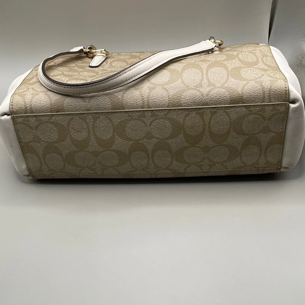 Coach Tan and White Satchel Bag